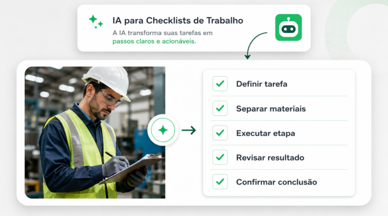 Pessoa usando inteligência artificial para criar checklist de trabalho no computador